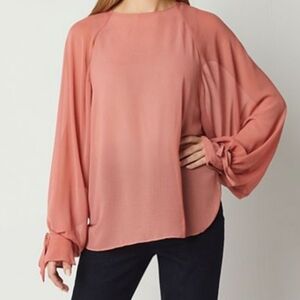 New Worthington Chiffon Blouse In Coral Rose Size 2X